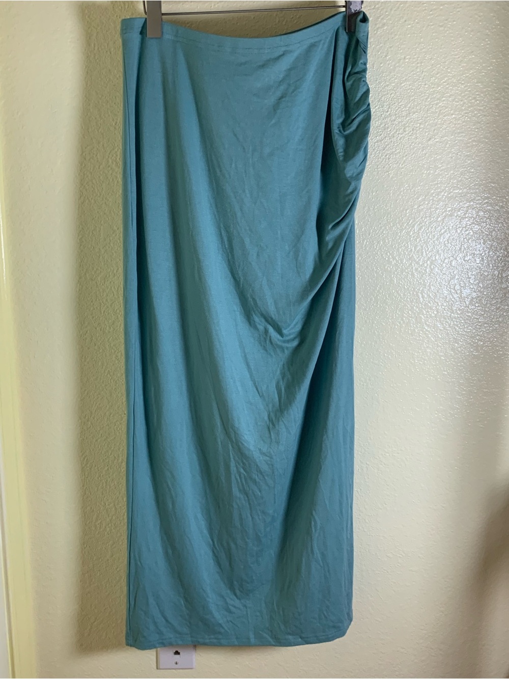 NWOT Strapless Teal Maxi Skirt with Side Ruching, Size XL